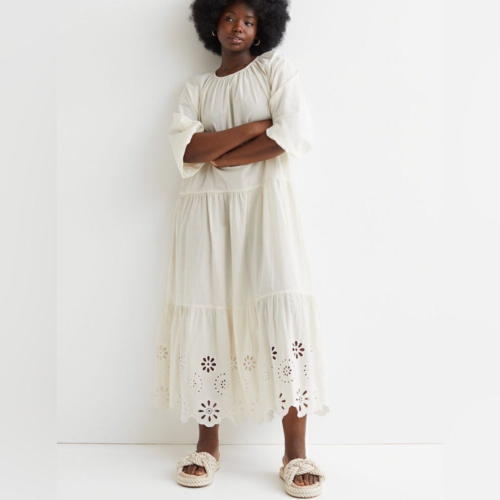 H&M Broderie Anglaise Dress Embroidered New - Picture 6 of 10